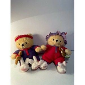 Vtg Hallmark Bears Hunky & Dorie Plush Easter Bunny Slippers Storybook Friends